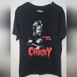 My Friends Call Me... Chucky Black Graphic Tee Tshirt Short Sleeve B9 Distressed
